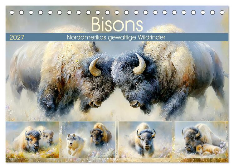 Produktbild: Bisons. Nordamerikas gewaltige Wildrinder (Tischkalender 2027 DIN A5 quer), CALVENDO Monatskalender