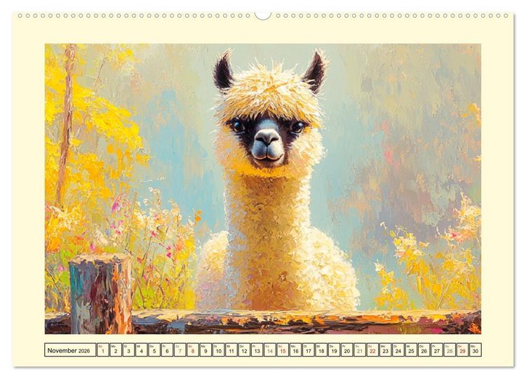 Produktbild: Alpakas. Entz&uuml;ckende Paintings in duftigen Farben (Wandkalender 2026 DIN A2 quer), CALVENDO Monatskalender
