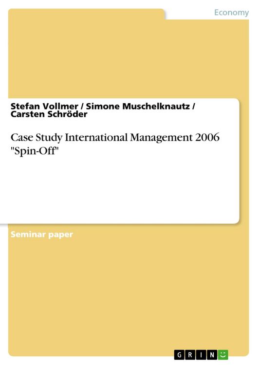 Produktbild: Case Study International Management 2006 "Spin-Off"