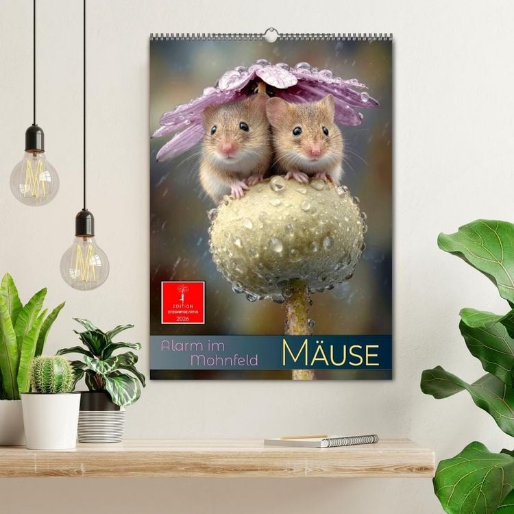 Produktbild: M&auml;use - Alarm im Mohnfeld (Wandkalender 2026 DIN A2 hoch), CALVENDO Monatskalender
