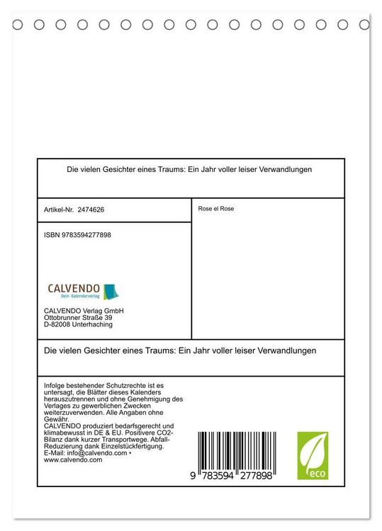 Produktbild: Die vielen Gesichter eines Traums: Ein Jahr voller leiser Verwandlungen (Tischkalender 2027 DIN A5 hoch), CALVENDO Monatskalender