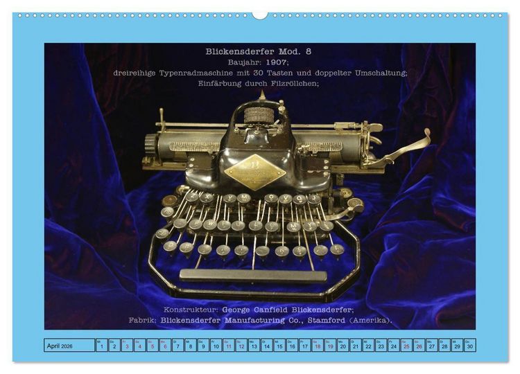 Produktbild: Schreibmaschinen um 1900 (hochwertiger Premium Wandkalender 2026 DIN A2 quer), Kunstdruck in Hochglanz