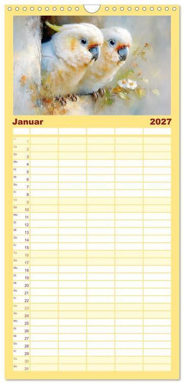 Produktbild: Familienplaner 2027 - Kakadus. Papageien an Australiens K&uuml;ste mit 5 Spalten (Wandkalender, 21 x 45 cm) CALVENDO