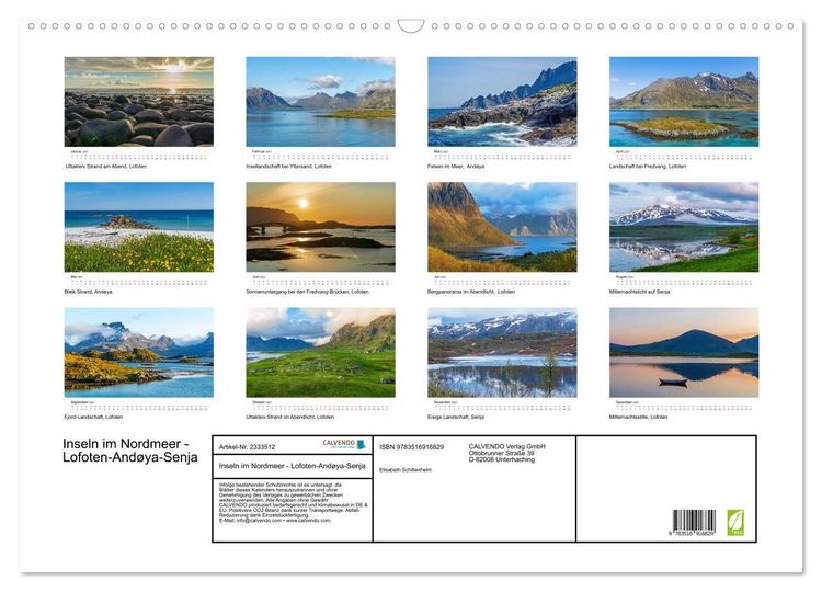 Produktbild: Inseln im Nordmeer - Lofoten-And&oslash;ya-Senja (Wandkalender 2027 DIN A2 quer), CALVENDO Monatskalender