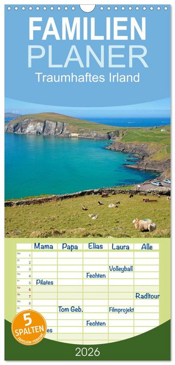 Produktbild: Familienplaner 2026 - Traumhaftes Irland mit 5 Spalten (Wandkalender, 21 x 45 cm) CALVENDO