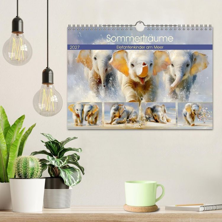 Produktbild: Sommertr&auml;ume. Elefantenkinder am Meer (Wandkalender 2027 DIN A4 quer), CALVENDO Monatskalender