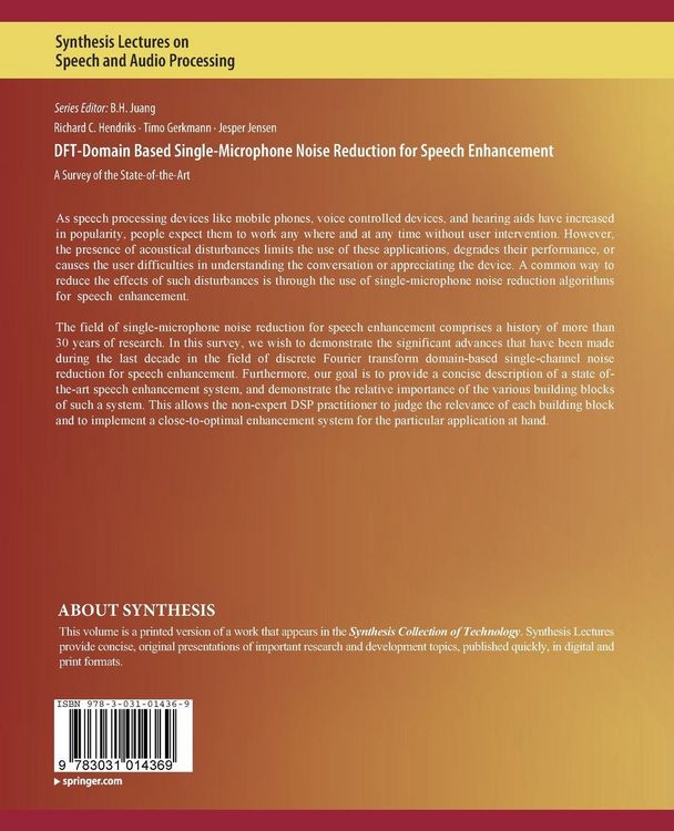 Produktbild: DFT-Domain Based Single-Microphone Noise Reduction for Speech Enhancement