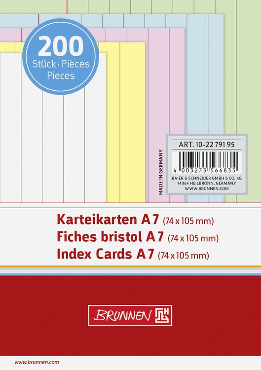 Produktbild: Karteikarte A7 lin sort 200St