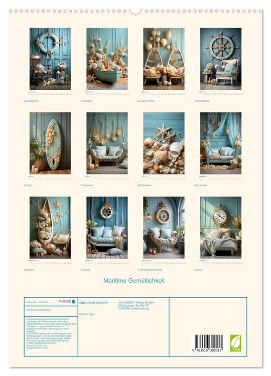 Produktbild: Maritime Gem&uuml;tlichkeit (hochwertiger Premium Wandkalender 2026 DIN A2 hoch), Kunstdruck in Hochglanz