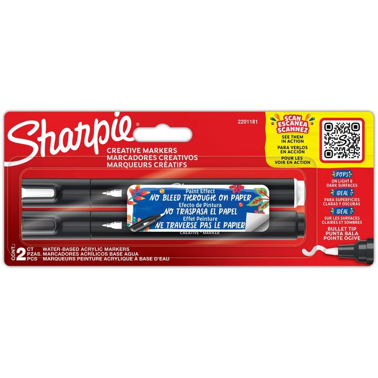 Produktbild: Sharpie Kreativmarker Acryl Rundspitze schwarz/wei&szlig; 2 St&uuml;ck Blister