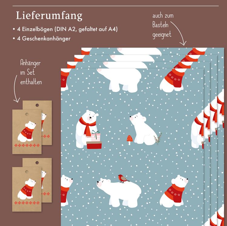 Produktbild: Geschenkpapier Set Weihnachten: Eisb&auml;r (f&uuml;r Kinder)