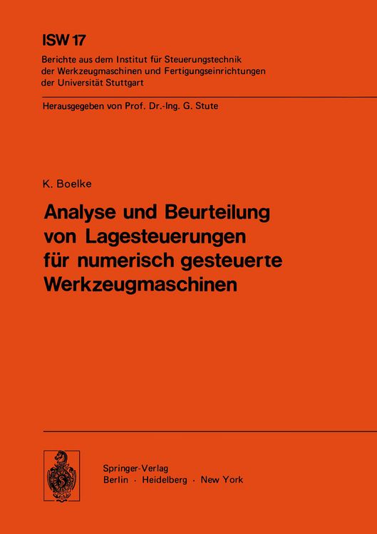 Produktbild: Analyse und Beurteilung von Lagesteuerungen f&uuml;r numerisch gesteuerte Werkzeugmaschinen