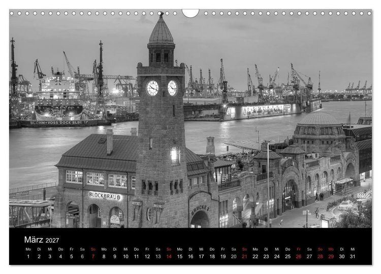 Produktbild: Hamburg monochrome Impressionen (Wandkalender 2027 DIN A3 quer), CALVENDO Monatskalender