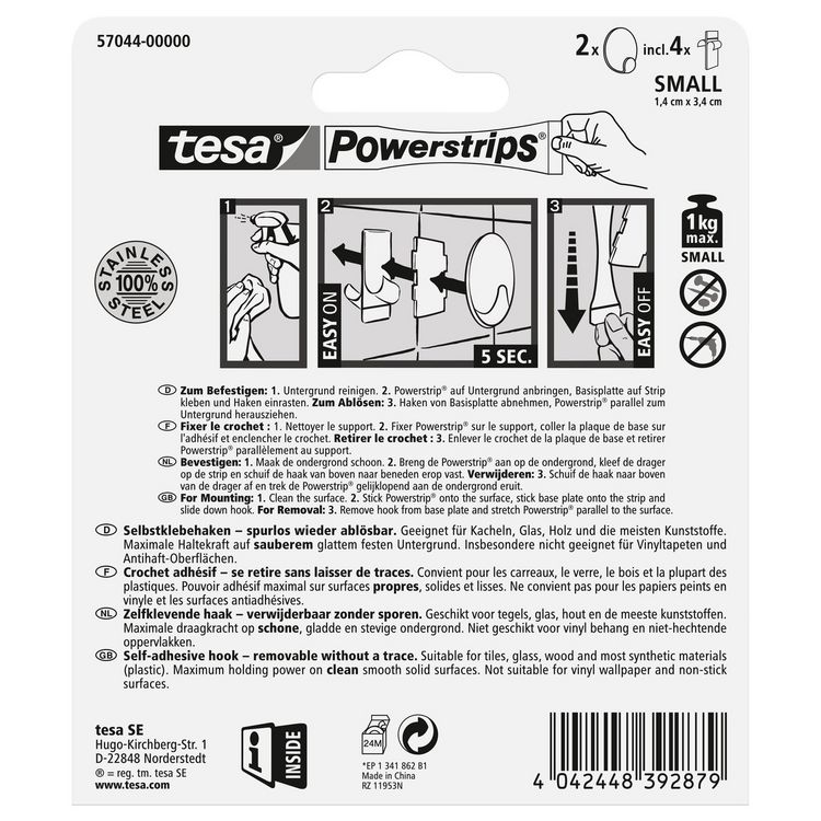 Produktbild: tesa Klebehaken Powerstrips Small Metall rund