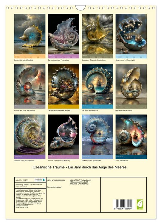 Produktbild: Ozeanische Tr&auml;ume - Ein Jahr durch das Auge des Meeres (Wandkalender 2026 DIN A3 hoch), CALVENDO Monatskalender
