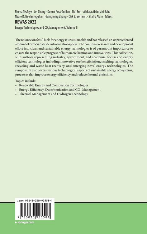 Produktbild: REWAS 2022: Energy Technologies and CO2 Management (Volume II)