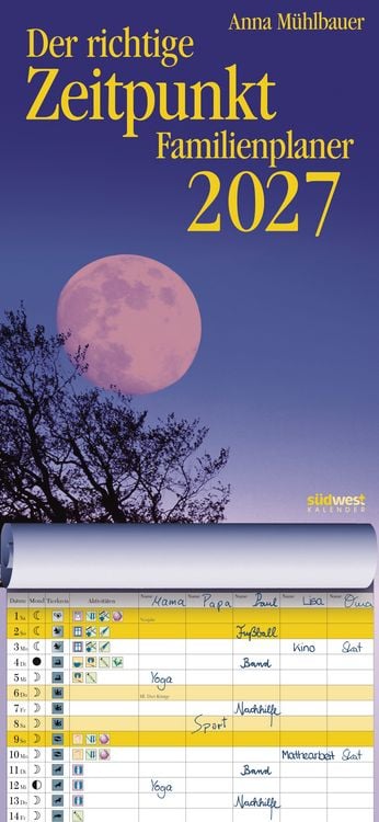 Produktbild: Der richtige Zeitpunkt Familienplaner 2027 - Monats-Wandkalender zum Aufh&auml;ngen, mit Spiralbindung, 22,4 x 48,5 cm