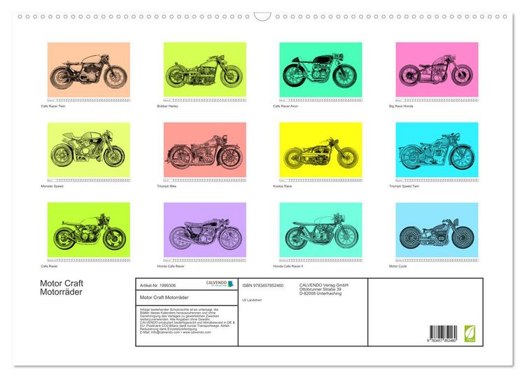 Produktbild: Motor Craft Motorr&auml;der (Wandkalender 2026 DIN A2 quer), CALVENDO Monatskalender