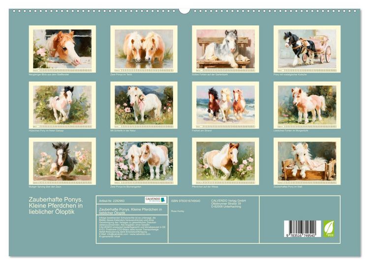 Produktbild: Zauberhafte Ponys. Kleine Pferdchen in lieblicher &Ouml;loptik (hochwertiger Premium Wandkalender 2027 DIN A2 quer), Kunstdruck in Hochglanz