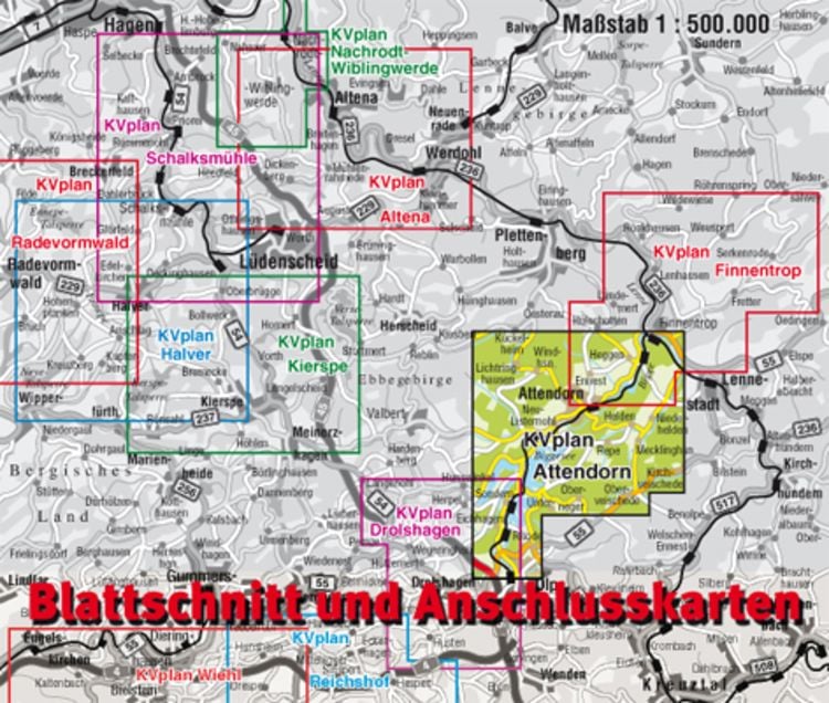 Produktbild: Attendorn mit Biggesee, KVplan, Wanderkarte/Radkarte/Stadtplan, 1:20.000 / 1:10.000 / 1:5.000