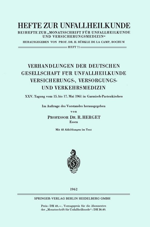 Produktbild: Verhandlungen der Deutschen Gesellschaft f&uuml;r Unfallheilkunde Versicherungs-, Versorgungs- und Verkehrsmedizin
