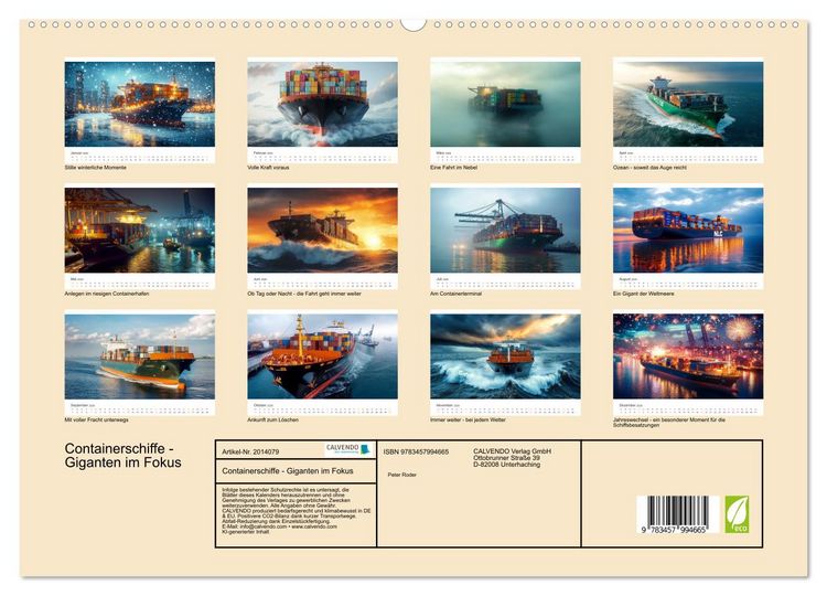 Produktbild: Containerschiffe - Giganten im Fokus (hochwertiger Premium Wandkalender 2026 DIN A2 quer), Kunstdruck in Hochglanz