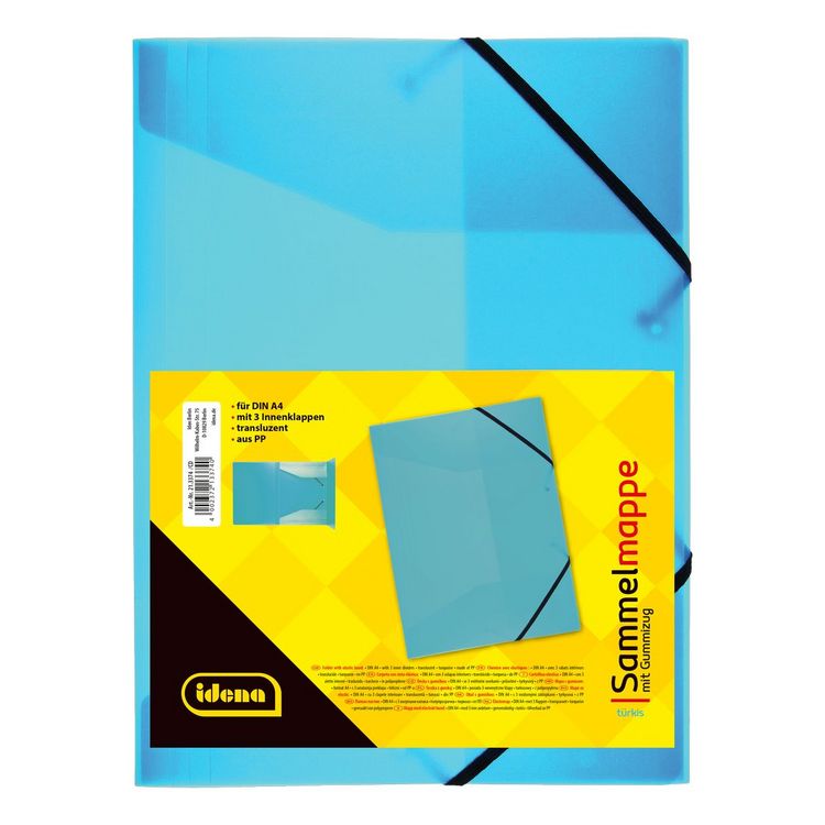 Produktbild: Idena Sammelmappe PP mit Gummizug transluzent t&uuml;rkis DIN A4