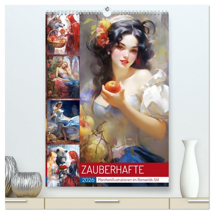 Produktbild: Zauberhafte M&auml;rchenillustrationen im Romantik-Stil (hochwertiger Premium Wandkalender 2026 DIN A2 hoch), Kunstdruck in Hochglanz