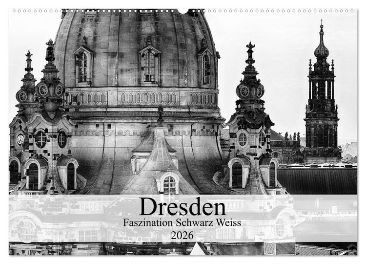 Produktbild: Dresden Faszination Schwarz Weiss (Wandkalender 2026 DIN A2 quer), CALVENDO Monatskalender