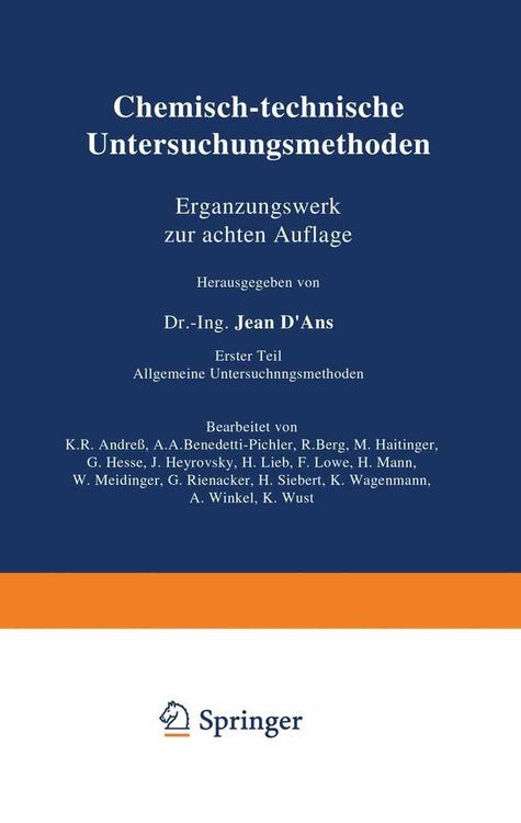 Produktbild: Chemisch-technische Untersuchungsmethoden Erg&auml;nzungswerk zur achten Auflage