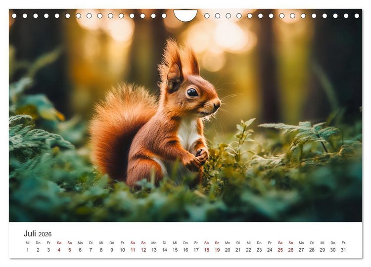 Produktbild: Das geheime Leben der Eichh&ouml;rnchen - Ein Jahr zwischen Baumwipfeln und Nussverstecken (Wandkalender 2026 DIN A4 quer), CALVENDO Monatskalender