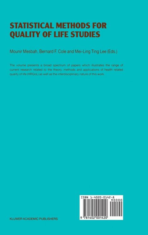 Produktbild: Statistical Methods for Quality of Life Studies