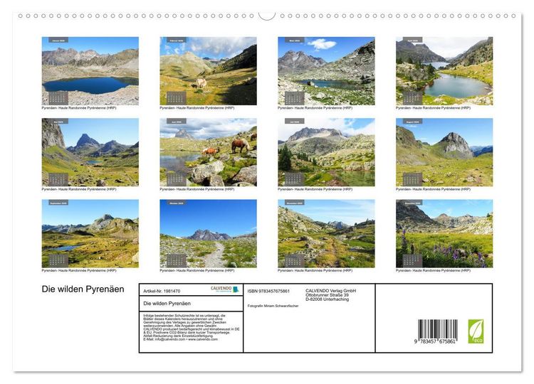 Produktbild: Die wilden Pyren&auml;en (hochwertiger Premium Wandkalender 2026 DIN A2 quer), Kunstdruck in Hochglanz