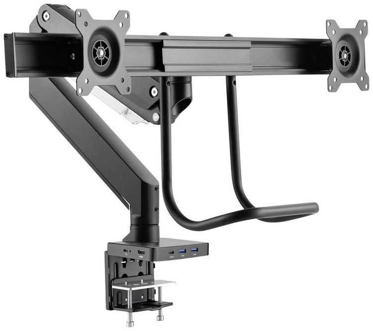 Produktbild: SpeaKa Professional Monitor-Tischhalterung SP-MM-820 2 Display(s) 43,2 cm (17") - 81,3 cm (32") Matt Schwarz Schwenkbar, Neigbar