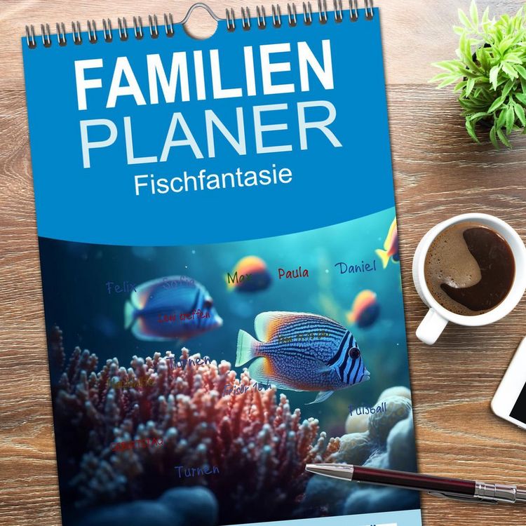 Produktbild: Familienplaner 2026 - Fischfantasie mit 5 Spalten (Wandkalender, 21 x 45 cm) CALVENDO
