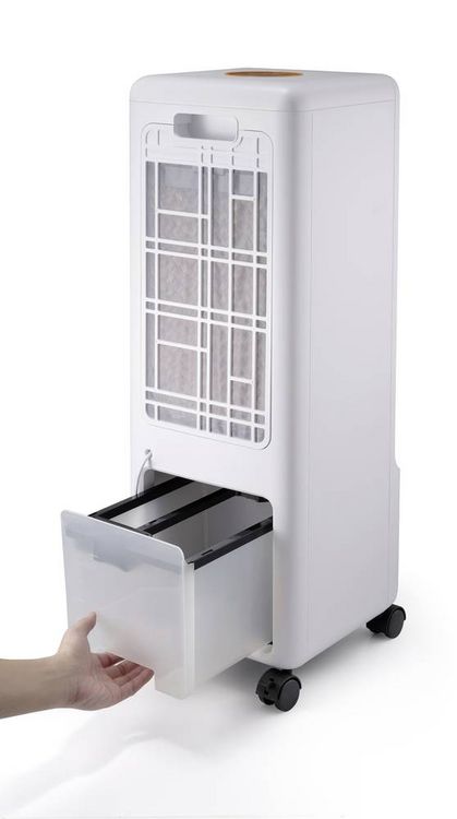 Produktbild: Sygonix Luftk&uuml;hler 50 W (L x B x H) 272 x 270 x 942 mm Wei&szlig; mit Fernbedienung, Oszillierend, Timer, LED-Display