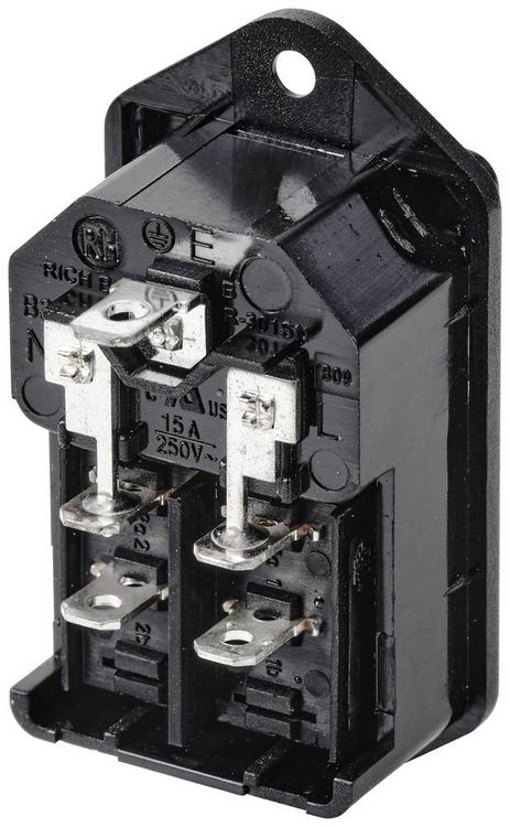 Produktbild: TRU COMPONENTS TC-10088376 Kaltger&auml;te-Steckverbinder C14 Stecker, Einbau vertikal Gesamtpolzahl: 3 10 A Schwarz 1 St.