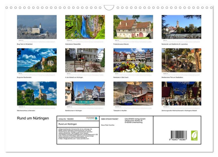 Produktbild: Rund um N&uuml;rtingen (Wandkalender 2026 DIN A3 quer), CALVENDO Monatskalender