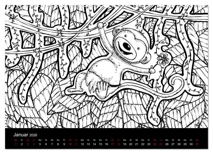 Produktbild: Bezaubernde Mini-Monster - Ein Ausmal-Kalender (hochwertiger Premium Wandkalender 2026 DIN A2 quer), Kunstdruck in Hochglanz