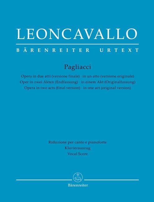 Produktbild: Pagliacci -Oper in zwei Akten (Endfassung) / in einem Akt (Originalfassung)-