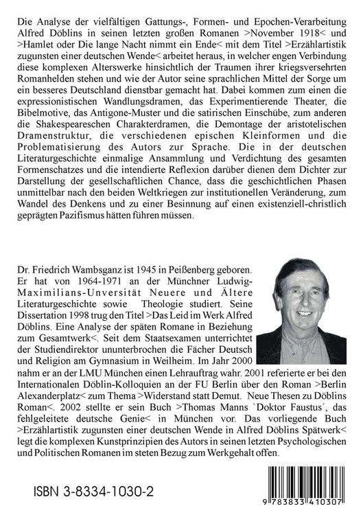 Produktbild: Erz&auml;hlartistik zugunsten einer deutschen Wende in Alfred D&ouml;blins Sp&auml;twerk