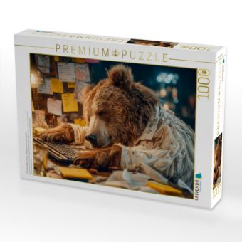 Produktbild: CALVENDO Puzzle Schreibtischb&auml;r in Pause - M&uuml;de und charmant zugleich | 1000 Teile Lege-Gr&ouml;&szlig;e 64x48cm Foto-Puzzle f&uuml;r gl&uuml;ckliche Stunden