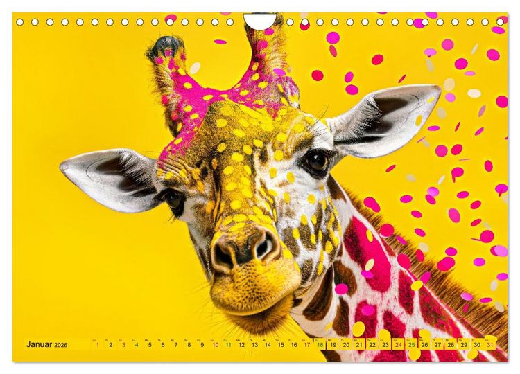 Produktbild: GIRAFFEN - Modern Art (Wandkalender 2026 DIN A4 quer), CALVENDO Monatskalender