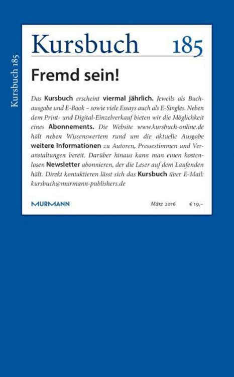 Produktbild: Kursbuch 185