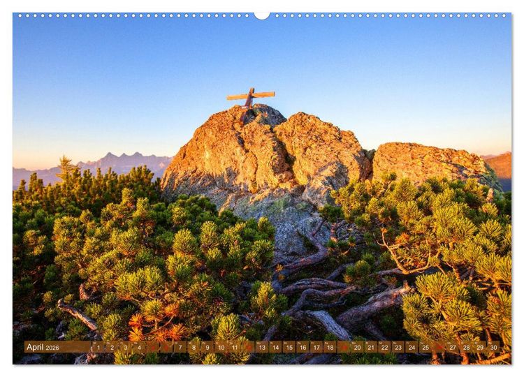 Produktbild: Gipfelkreuze im Sonnenlicht (Wandkalender 2026 DIN A2 quer), CALVENDO Monatskalender