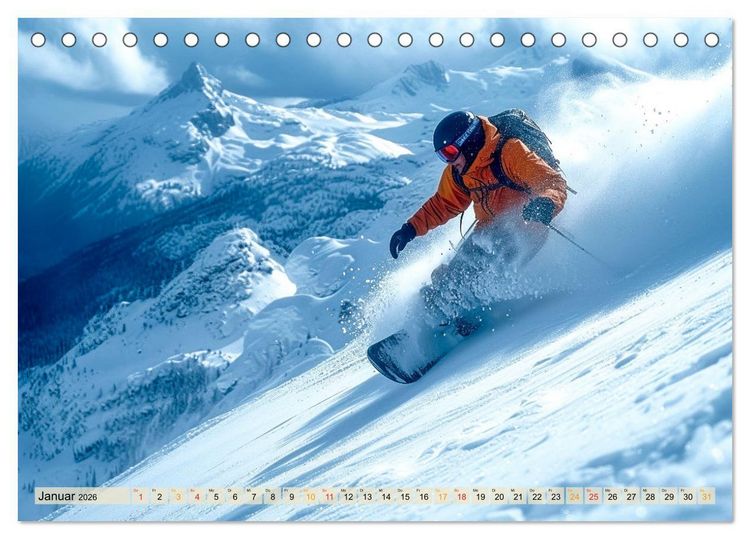 Produktbild: Snowboarden - tolle Momente (Tischkalender 2026 DIN A5 quer), CALVENDO Monatskalender