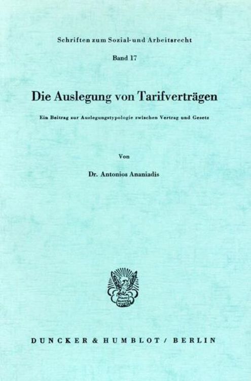 Produktbild: Die Auslegung von Tarifvertr&auml;gen.