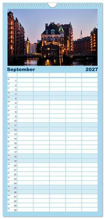 Produktbild: Familienplaner 2027 - Freie Hansestadt Hamburg mit 5 Spalten (Wandkalender, 21 x 45 cm) CALVENDO