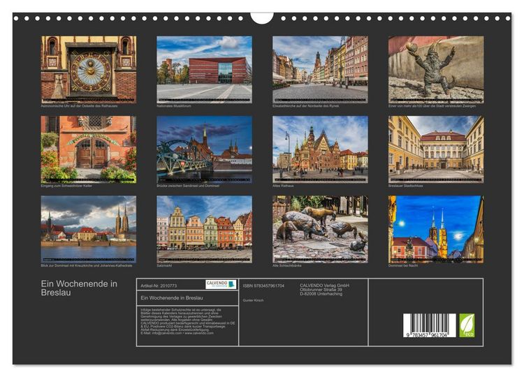 Produktbild: Ein Wochenende in Breslau (Wandkalender 2026 DIN A3 quer), CALVENDO Monatskalender