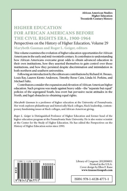 Produktbild: Higher Education for African Americans Before the Civil Rights Era, 1900-1964